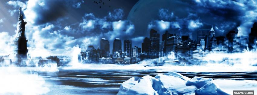 Photo blue neon city creative Facebook Cover for Free