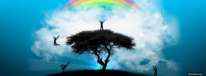 Photo tree rainbow creative Facebook Cover for Free