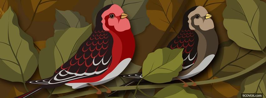 Photo birds on branch creative Facebook Cover for Free