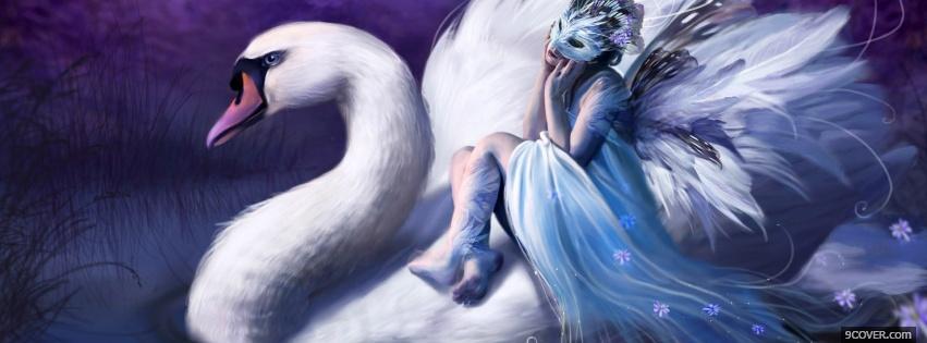 Photo swan and woman creative Facebook Cover for Free