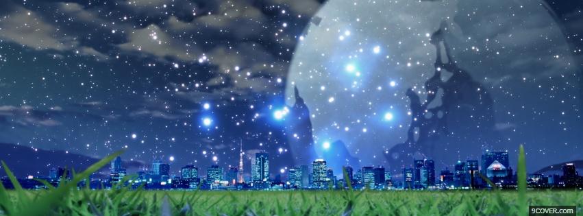 Photo sparkles city night creative Facebook Cover for Free