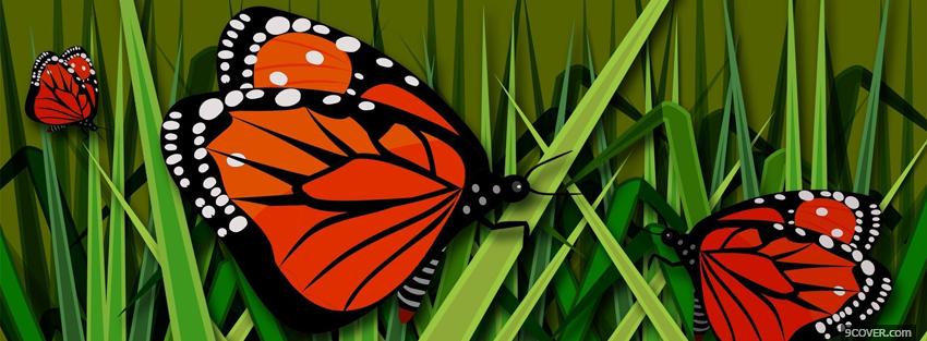 Photo butterflies grass creative Facebook Cover for Free