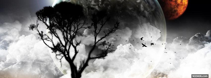 Photo moon and tree creative Facebook Cover for Free