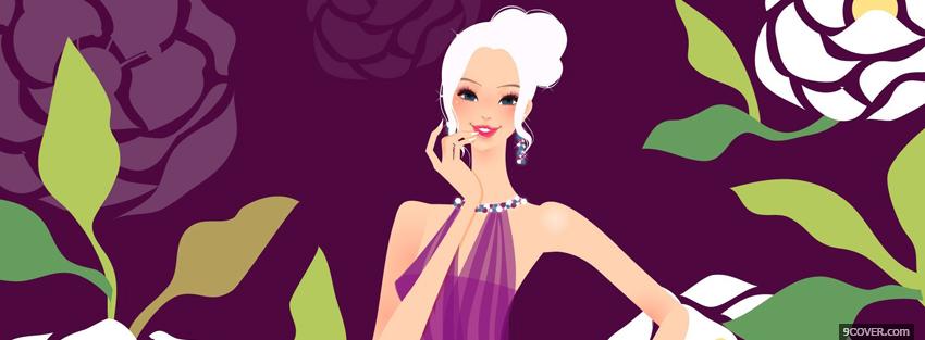 Photo blond girl flowers creative Facebook Cover for Free