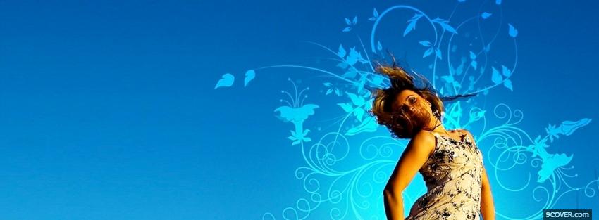 Photo jumping and flowers creative Facebook Cover for Free