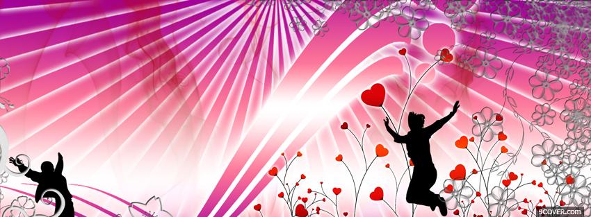 Photo jumping hearts creative Facebook Cover for Free