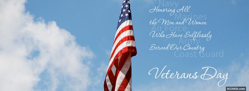 Photo veterans day quote holiday Facebook Cover for Free