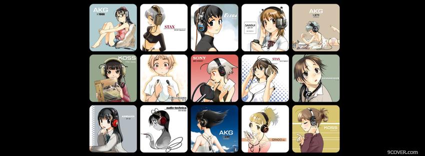 Photo people and headphones anime Facebook Cover for Free