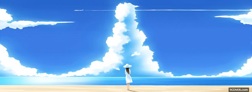 Photo beach clouds anime manga Facebook Cover for Free