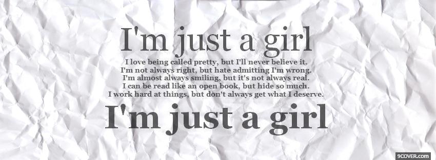 Photo im just a girl quotes Facebook Cover for Free