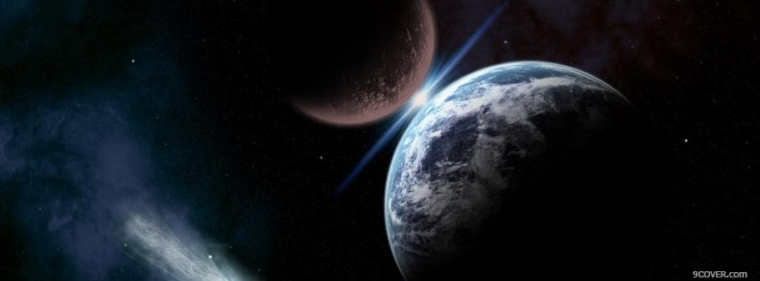 Photo moon hit earth space Facebook Cover for Free