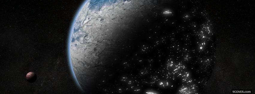 Photo grey planet space Facebook Cover for Free