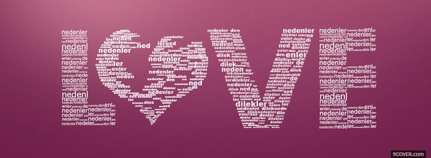 Photo purple love typography Facebook Cover for Free