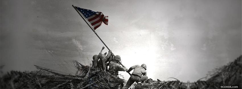 Photo american flag war zone Facebook Cover for Free