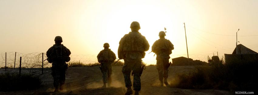 Photo military soldier sunset war Facebook Cover for Free
