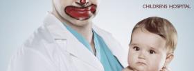 childrens hospital clown holding baby facebook cover